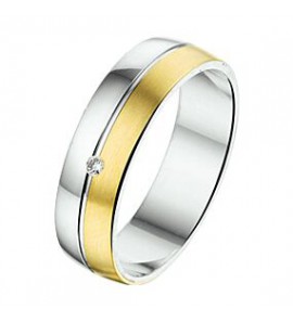 Amorio ring zilver met goud AL761-6 met 0.02 crt. - 3224018