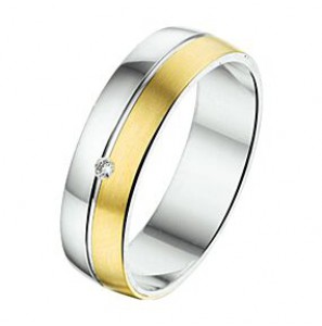 Amorio ring zilver met goud AL761-6 met 0.02 crt. - 3224018