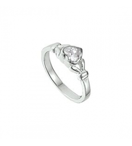 Zilver RH kinderring hartje zirkonia mt. 15 - 3224095
