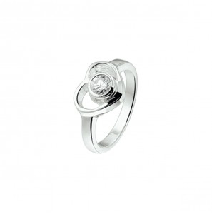 Zilver RH kinderring hartje open met zirkonia mt. 15 - 3224097