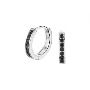 Zilver RH klap-creolen 12.5x2.5 mm met zirkonia zwart - 3201467