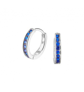 Zilver RH klap-creolen 12.5x2.5 mm met zirkonia blauw - 3201468