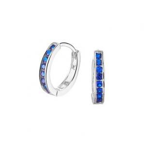 Zilver RH klap-creolen 12.5x2.5 mm met zirkonia blauw - 3201468
