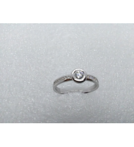 Goud wit dames ring met diam/bril 1x 0.16 en 16x 0.005 crt. mt. 17¢ - 3201505