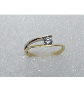 Goud bi-colour damesring met zirkonia mt. 17 - 3201517