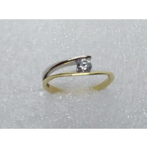 Goud bi-colour damesring met zirkonia mt. 17 - 3201517