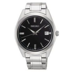 Seiko heren new link staal bracelet zwart 100m wr - 3201707
