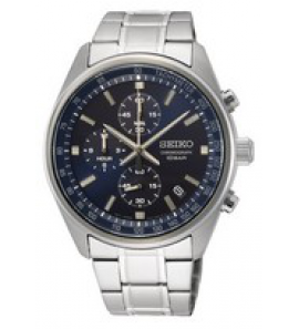 Seiko heren chrono staal bracelet blauw 100m WR - 3201713