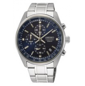 Seiko heren chrono staal bracelet blauw 100m WR - 3201713
