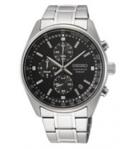 Seiko heren chrono staal bracelet zwart 100m WR - 3201729