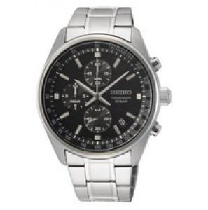 Seiko heren chrono staal bracelet zwart 100m WR - 3201729