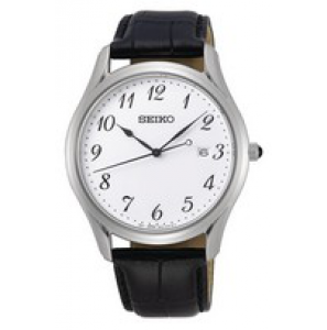 Seiko heren ss zwart leer wit 50m wr - 3201733