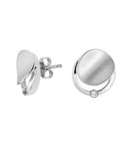 Zilveren oorknop RH mat/glans met zirconia - 3201947