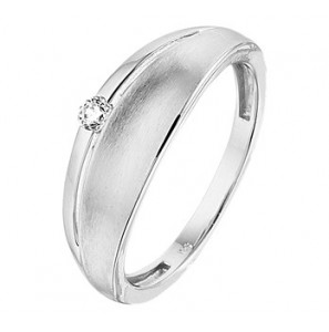 Zilveren damesring RH mat/glans met zirconia maat 17¾ - 3201948