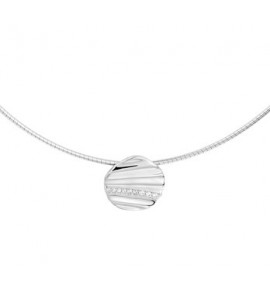 Zilver collier omega rond 1.25 mm met hanger zirkonia 43 + 3 cm - 3202129