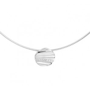Zilver collier omega rond 1.25 mm met hanger zirkonia 43 + 3 cm - 3202129