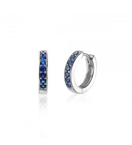 ZINZI zlv. klapcreolen 15x3 mm met donkerblauw zirconia - 3202150