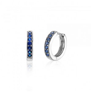 ZINZI zlv. klapcreolen 15x3 mm met donkerblauw zirconia - 3202150