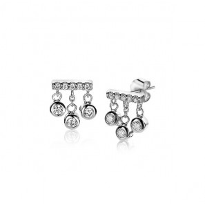 ZINZI zlv. oorstekers staafje met losse zirconia&#39;s - 3202169