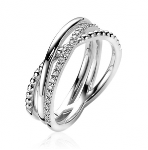 ZINZI zlv. ring met zirconia mt. 54 - 3202173