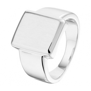 Zilver RH heren ring rechthoek mat mt. 19 - 3202190