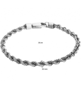 Zilver oxi armband koord 3.5 mm 21 cm - 3202192