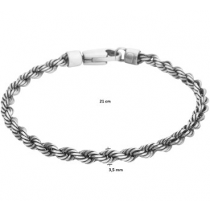 Zilver oxi armband koord 3.5 mm 21 cm - 3202192