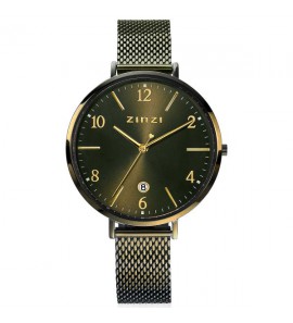 ZINZI horloge Sophie met groene plaat en band 38 mm - 3202298