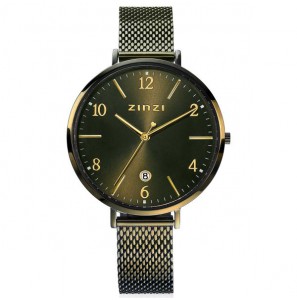 ZINZI horloge Sophie met groene plaat en band 38 mm - 3202298