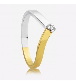 Eclat bicolour dames ring V-model met 1x0.03 mt. 17¼ - 3202338