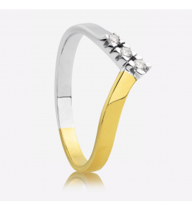 Eclat bicolour dames ring V-model met 3x0.03 mt. 18 - 3202339