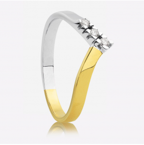Eclat bicolour dames ring V-model met 3x0.03 mt. 18 - 3202339