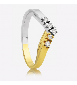 Eclat bicolour dames ring V-model met 5x0.03 - 3202340
