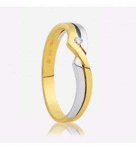 Eclat bicolour dames ring met 1x0.03 mt. 17½ - 3202341
