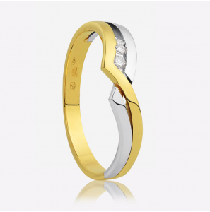 Eclat bicolour dames ring met briljanten tot. 0.07 mt. 17½ - 3202342
