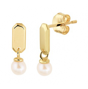Geelgouden oorknop met zw parel 3 mm - 3202350