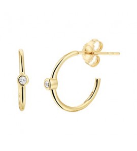 Geelgouden steek oorringen 13.5x2.5 mm met zirkonia - 3202352