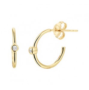 Geelgouden steek oorringen 13.5x2.5 mm met zirkonia - 3202352