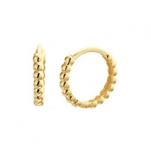 Geelgouden klapcreolen bolletjes 13.5x2 mm - 3202353