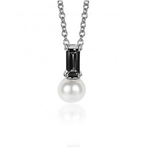 ZINZI zlv. hanger met parel en zirconia zwart - 3202378