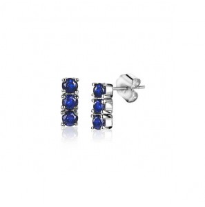 Zinzi zlv. oorknopjes staafje 3x chaton blauw 8mm - 3202380
