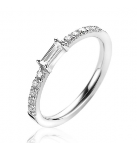 ZINZI zlv. aanschuifring zirconia baquette en zirconia maat 54 - 3202395