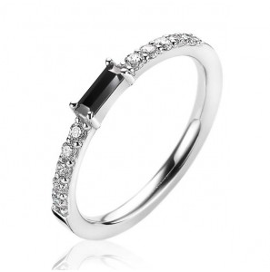 ZINZI zlv. aanschuifring zwart baquette en zirconia maat 56 - 3202401
