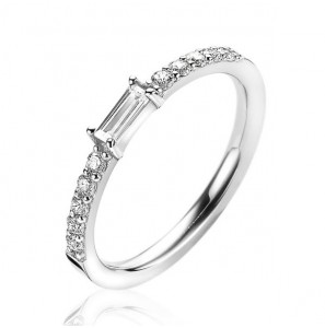 ZINZI zlv. aanschuifring zirconia baquette en zirconia maat 56 - 3202396