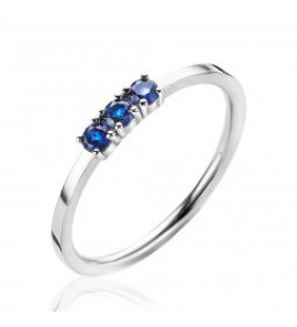 ZINZI zlv. aanschuifring met 3x chaton blauw maat 54 - 3202416