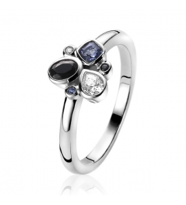 Zinzi zlv. ring met zwart/wit/grijs zirconia maat 54 - 3202408