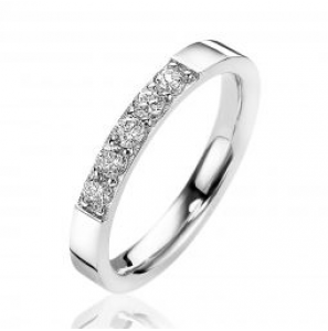 ZINZI zlv. aanschuifring in rij 5 x zirconia maat 54 - 3202420