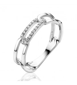 Zinzi zlv. ring met ovale schakels met zirconia maat 56 - 3202406