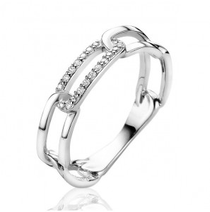 Zinzi zlv. ring met ovale schakels met zirconia maat 56 - 3202406