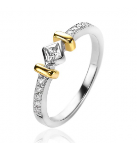 Zinzi zlv. ring bicolour geel met zirconia's maat 54 - 3202412